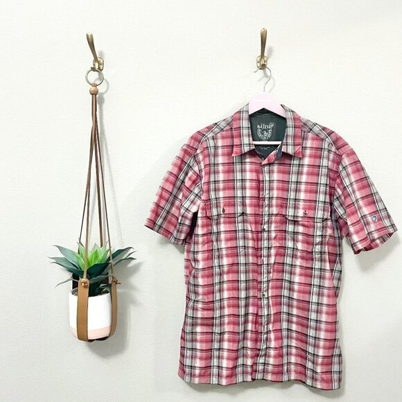 Kuhl Response Eluxur Lightweight Short Sleeve Button Down Plaid Shirt in Size L - Picture 1 of 5